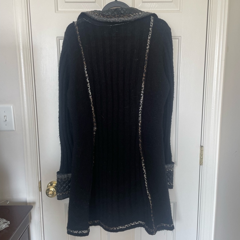 Vintage Monroe & Main Quilted Faux Leather Trim animal print Cardigan Jacket - Picture 8 of 16